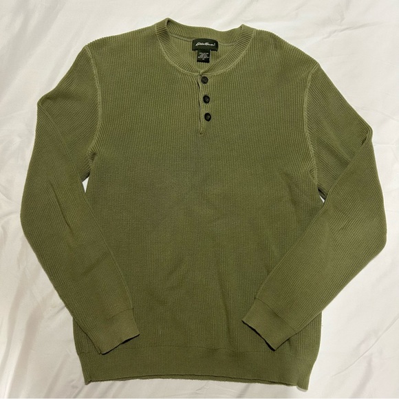 Eddie Bauer Men's Olive Green Crewneck Sweater - Picture 1 of 3